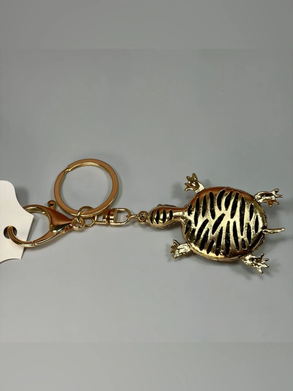 Sparkling Gold Turtle Keychain with Blue & Green Stones